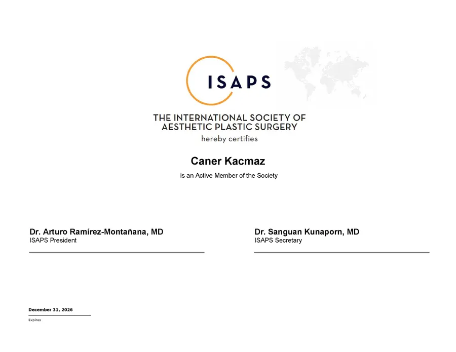 ISAPS Üyelik Sertifikası